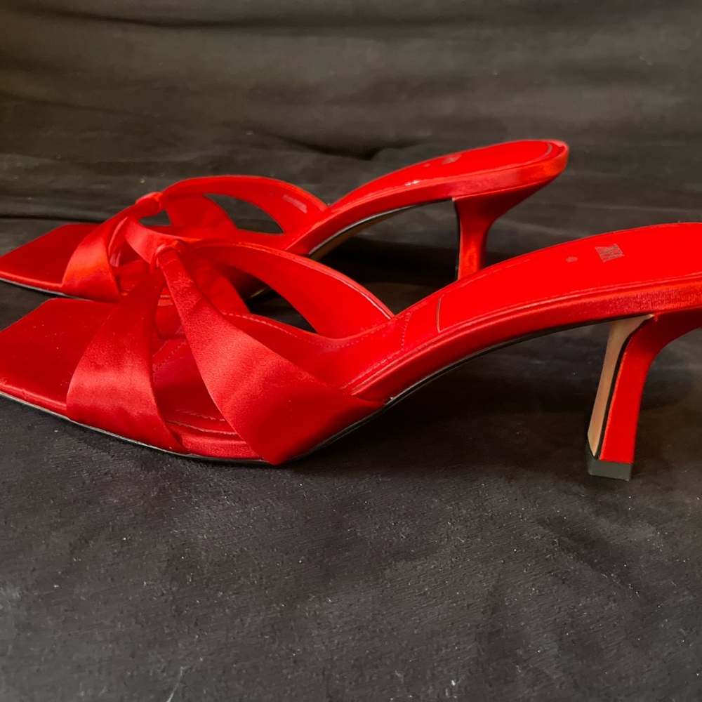 Zara Red Satin Mules